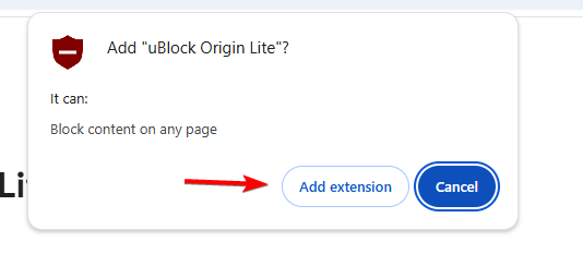 Add Extension Ublock Lite
